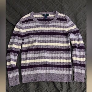 Karen Scott Lavender and Cream Striped Sweater